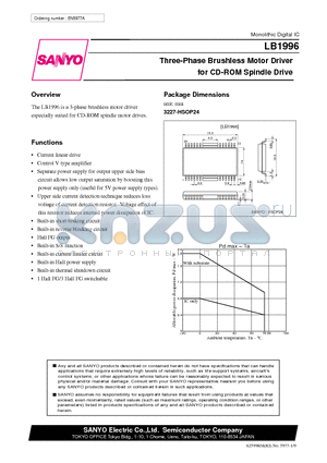 LB1996 datasheet - Three-Phase Brushless Motor Driver for CD-ROM Spindle Drive