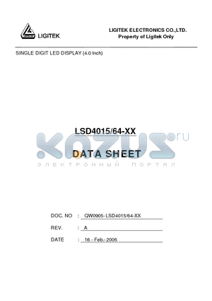 LSD4015/64-XX datasheet - SINGLE DIGIT LED DISPLAY (4.0 Inch)