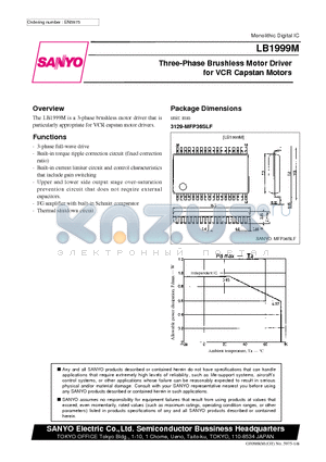 LB1999M datasheet - Three-Phase Brushless Motor Driver for VCR Capstan Motors