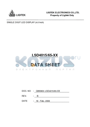 LSD4015/65-XX datasheet - SINGLE DIGIT LED DISPLAY (4.0 Inch)
