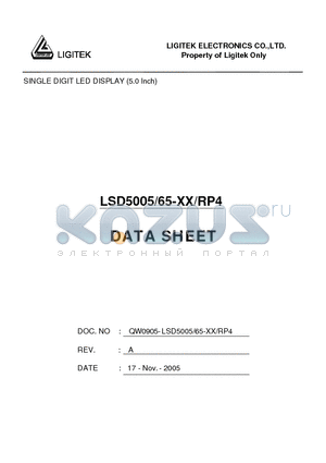 LSD5005/65-XX/RP4 datasheet - SINGLE DIGIT LED DISPLAY (5.0 Inch)