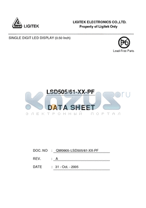LSD505-61-XX-PF datasheet - SINGLE DIGIT LED DISPLAY (0.50 Inch)