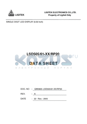 LSD505-61-XX-RP20 datasheet - SINGLE DIGIT LED DISPLAY (0.50 Inch)