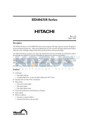 HD4074318H datasheet - 4-bit HMCS400-series microcomputer