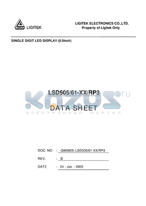 LSD505/61-XX/RP3 datasheet - SINGLE DIGIT LED DISPLAY (0.5lnch)