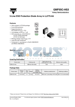 GMF05C-HS3 datasheet - 5-Line ESD Protection Diode Array in LLP75-6A