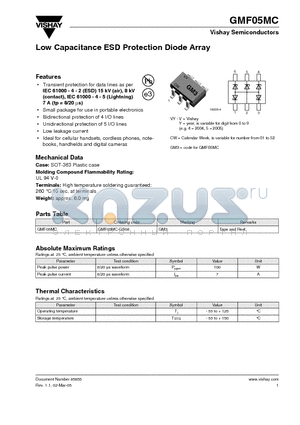 GMF05MC-GS08 datasheet - Low Capacitance ESD Protection Diode Array