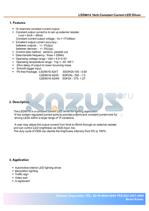 LSD9016-X24 datasheet - 16-Channel Constant Current LED Driver