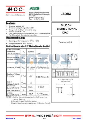 LSDB3_11 datasheet - SILICON BIDIRECTIONAL DIAC