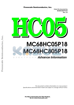 MC68HC805P18CP datasheet - Advance Information