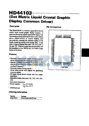 HD44103 datasheet - DOT MATRIX LIQUID CRYCTAL GRAPHIC DISPLAY COMMON DRIVER