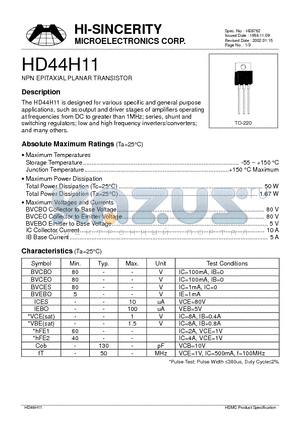 HD44H11 datasheet - NPN EPITAXIAL PLANAR TRANSISTOR