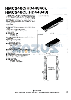 HD44848 datasheet - CMOS 4-bit SINGLE CHIP