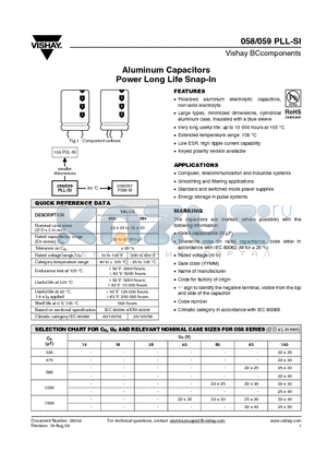 MAL205851103E3 datasheet - Aluminum Capacitors Power Long Life Snap-In