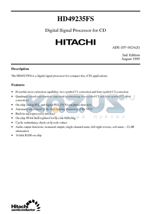 HD49235FS datasheet - Digital Signal Processor for CD