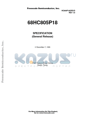 MC68HC805P18CP datasheet - SPECIFICATION (General Release)