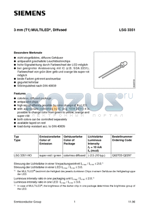 LSG3351 datasheet - 3 mm (T1) MULTILED, Diffused