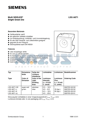 LSGA671-K datasheet - Multi SIDELED Bright Green Die