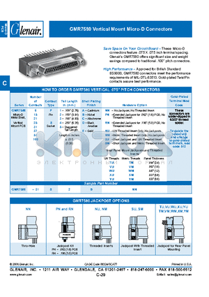 GMR7580-15S2APN datasheet - Vertical Mount Micro-D Connectors