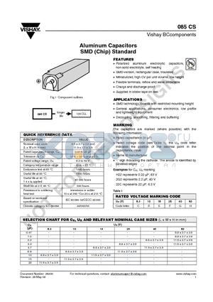 MAL208524159E3 datasheet - Aluminum Capacitors SMD (Chip) Standard