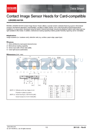 LSH2002-AA10A datasheet - Contact Image Sensor Heads for Card-compatible