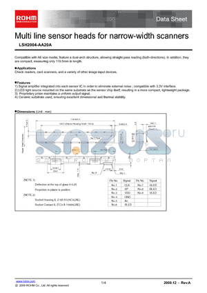 LSH2004-AA20A datasheet - Multi line sensor heads for narrow-width scanners