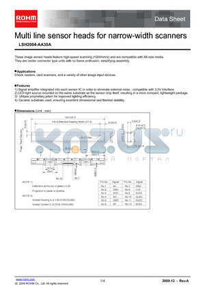 LSH2004-AA30A datasheet - Multi line sensor heads for narrow-width scanners