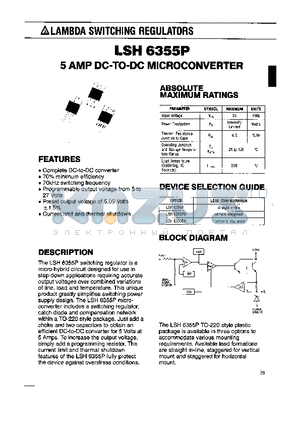 LSH6355PV datasheet - 5 AMP DC TO DC MICROCONVERTER