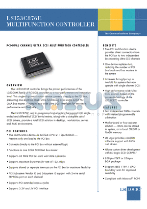 LSI53C876E datasheet - PCI-Dual Channel Ultra SCSI Multifuction Controller