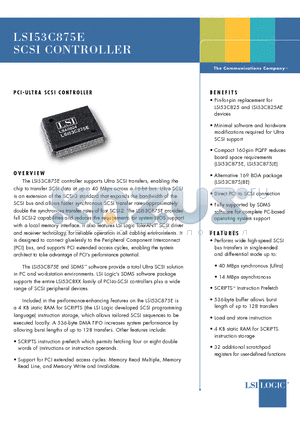 LSI53C875JBE datasheet - PCI-ULTRA SCSI CONTROLLER