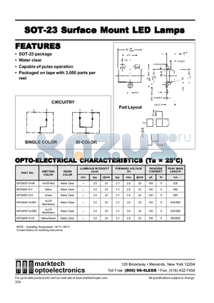 MTSM3515-HRG datasheet - Marktech SOT−23 SMT LEDs