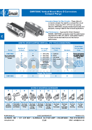 GMR7580C-15P2AP datasheet - Vertical Mount Micro-D Connectors