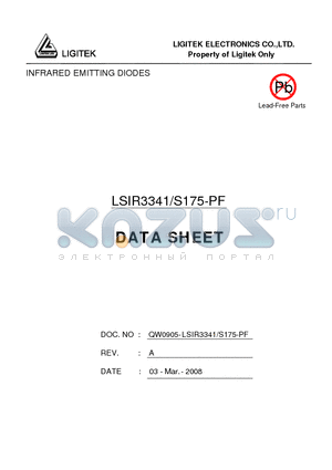 LSIR3341/S175-PF datasheet - INFRARED EMITTING DIODES