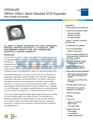 LSISASX28 datasheet - 28-Port 3Gb/s Serial Attached SCSI Expander