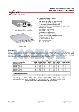 HP6-X8X4D2D-O datasheet - Multi-Output AC-DC Front End