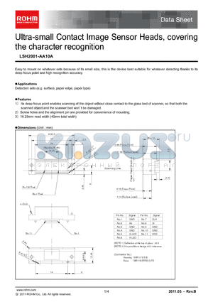 LSH2001-AA10A_11 datasheet - Ultra-small Contact Image Sensor Heads, covering the character recognition