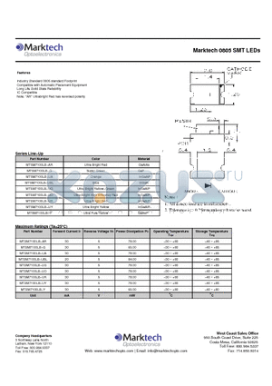 MTSM7100LB-UR datasheet - Marktech 0805 SMT LEDs