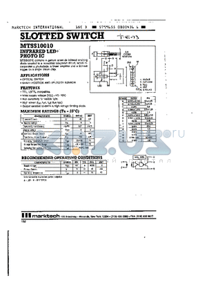 MTSS10010 datasheet - SLOTTED SWITCH