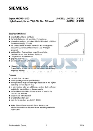 LSK382-S datasheet - Super ARGUS LED High-Current, 3 mm T1 LED, Non Diffused