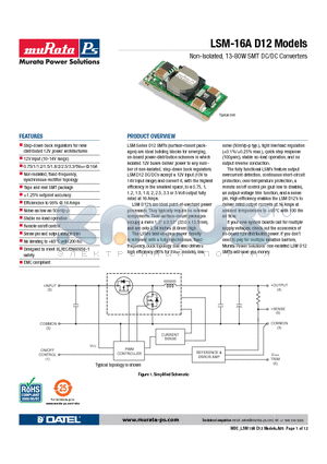 LSM-0.75/16-D12 datasheet - Non-Isolated, 13-80W SMT DC/DC Converters