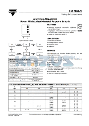 MAL209326471E3 datasheet - Aluminum Capacitors Power Miniaturized General Purpose Snap-In