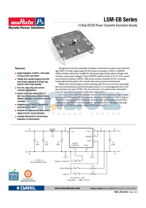 LSM-1/10-D3EB datasheet - 10 Amp DC/DC Power Converter Evaluation Boards