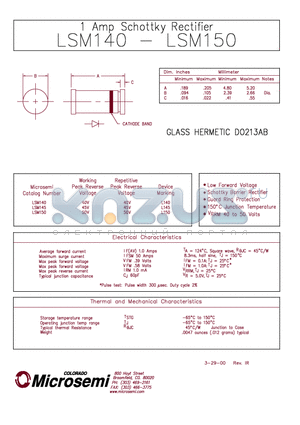 LSM145 datasheet - 1 Amp Schottky Rectifier