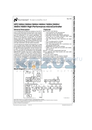 HPC16004 datasheet - High-Performance microController