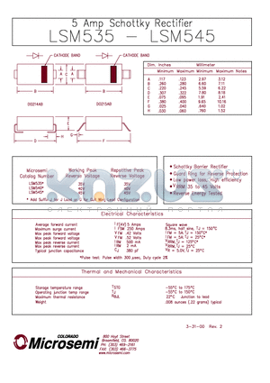 LSM545 datasheet - 5 Amp Schottky Rectifier