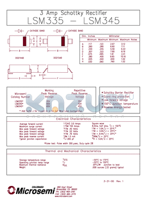 LSM345 datasheet - 3 Amp Schottky Rectifier