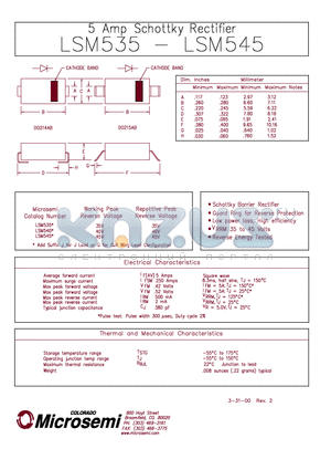 LSM540 datasheet - 5 Amp Schottky Rectifier