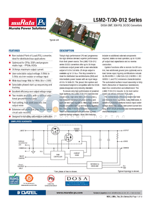 LSM2-T30-D12 datasheet - DOSA-SMT, 30A POL DC/DC Converters