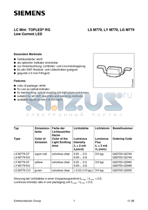 LSM779-DG datasheet - LC Mini TOPLED RG Low Current LED