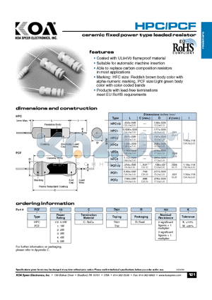 HPC3CT631R102M datasheet - ceramic fixed power type leaded resistor